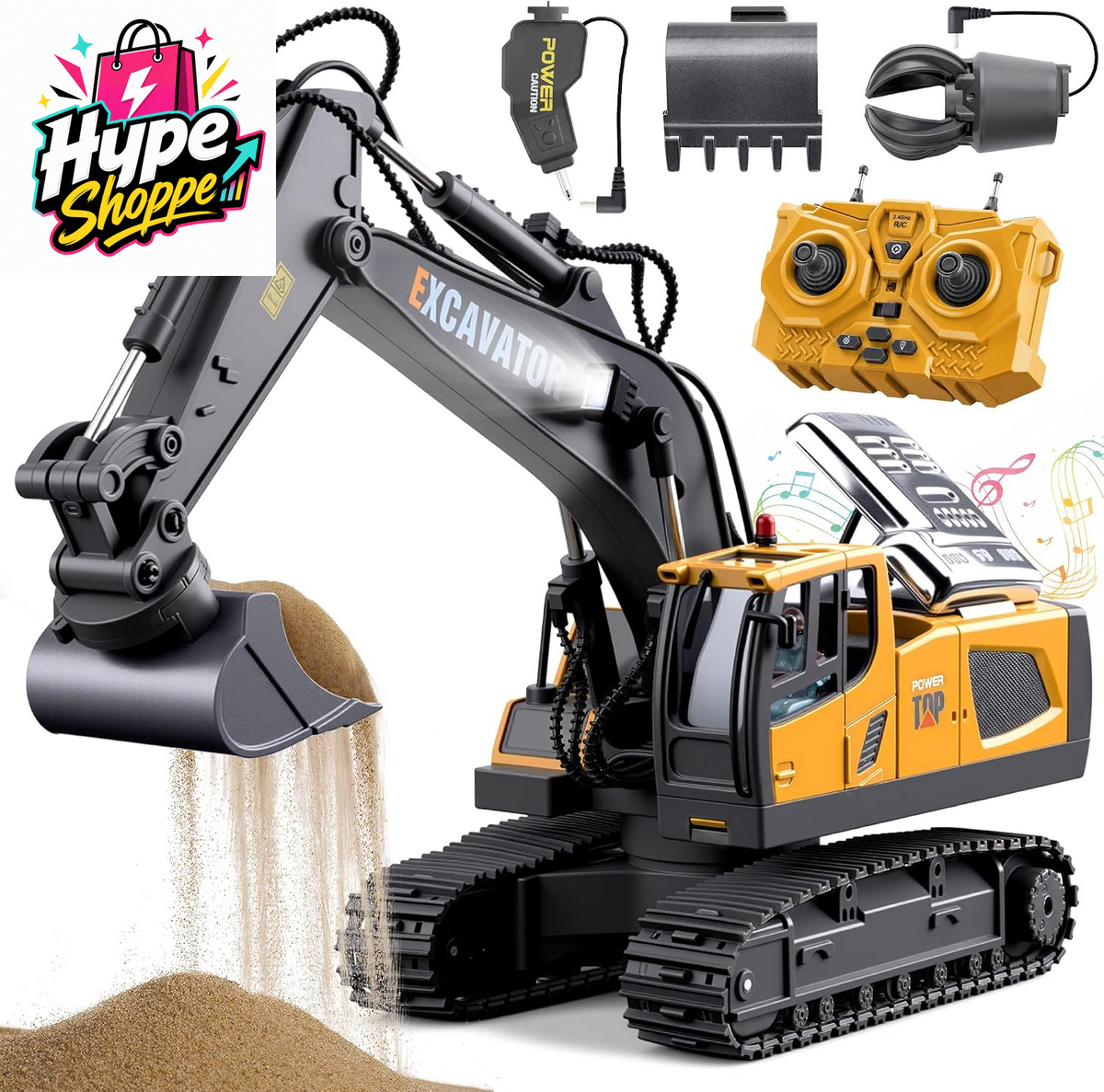Remote Control Excavator Toys, 11 Channel 1:20 RC Construction Truck