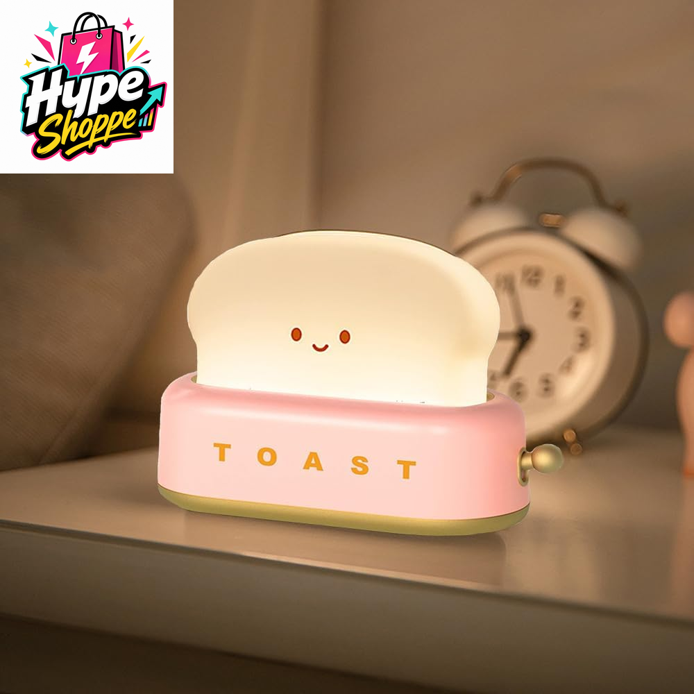 Red LED Night Light Rechargeable and Portable Light with Timer Cute Toast Bread Lamp Desk Decor Toaster Lamp Kawaii Christmas Ideas for Baby Kids Girls Teens Teenages