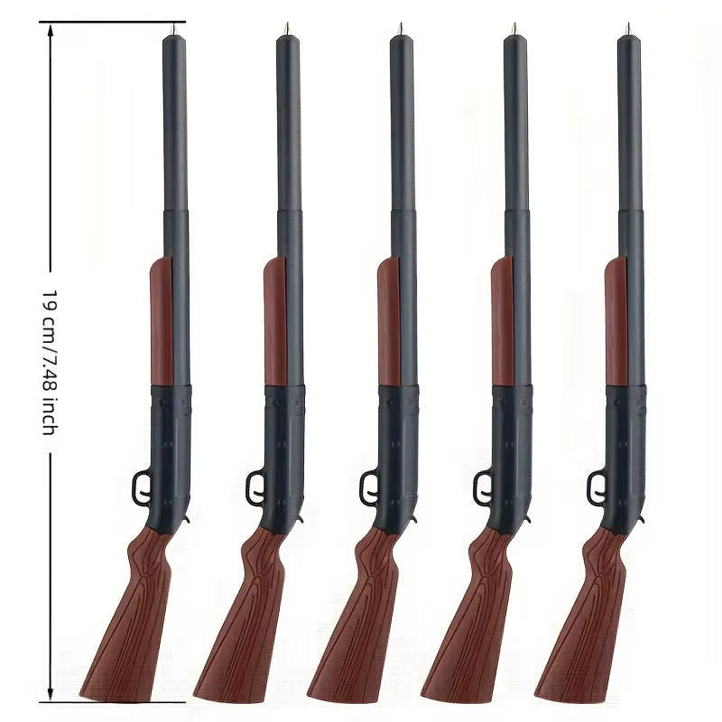 Rifle-shaped pens shown with approximately 7.5-inch length