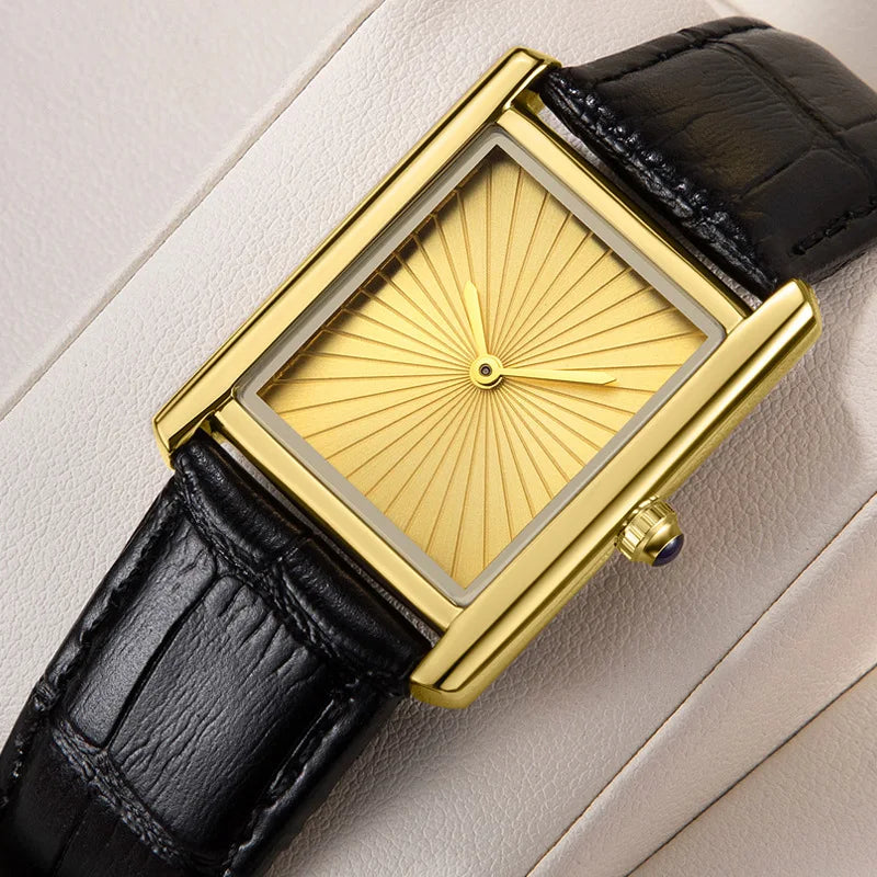 New Classic Square Watch for Men Women Simple Two-Hand Design Fashion Leather Strap Waterproof Quartz Wristwatches Drop Shipping