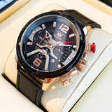 OLEVS 9915 Horizon Men’s Quartz Watch – Oversized Dial & Leather Strap