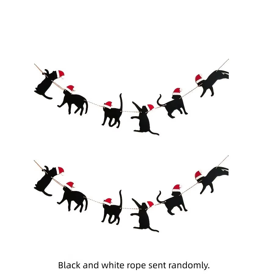 Two sets of Santa Paws Christmas cat banners