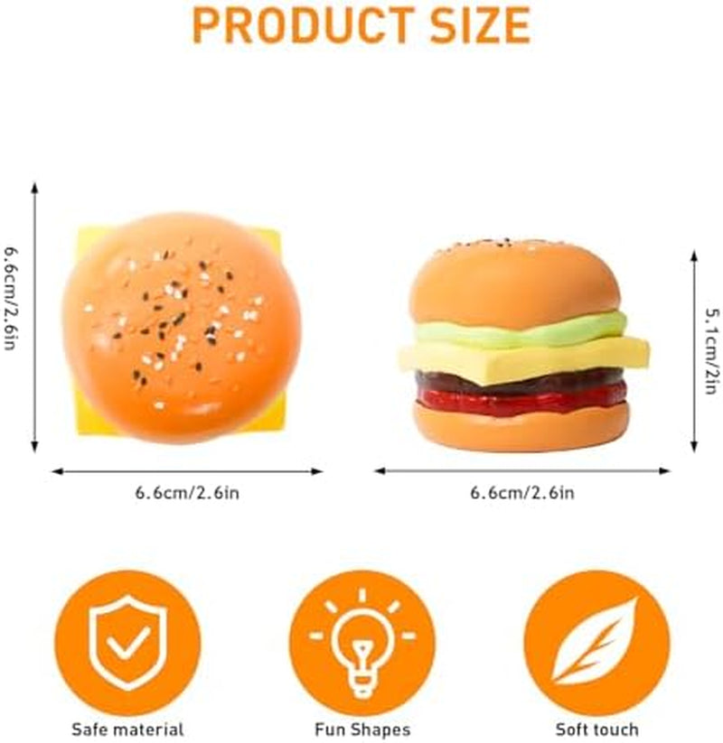 Super Squishy Hamburger Toy, Stress Relief Slow Rising Fidget Adult Realistic Food Replica with Sesame Seeds Handmade Soft Silicone Squeeze Toy Gift
