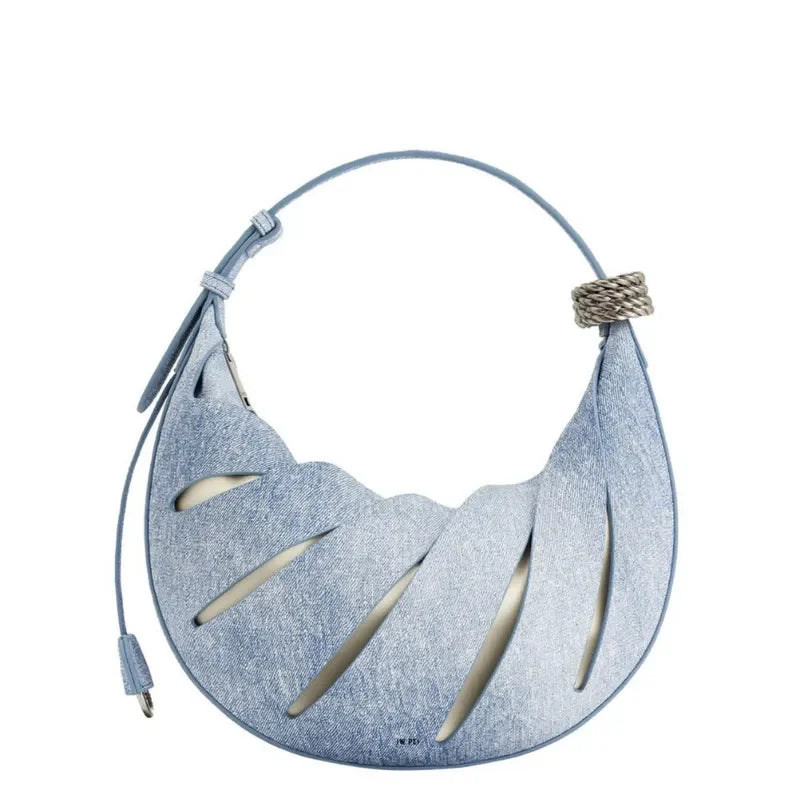 Women's Jana Hollow Out Shoulder Bag, Girl's Crescent Shoulder Bag – Trendy Hollow Out Hobo Purse, Adjustable Crossbody Bag, Curved Vegan Leather Handbag