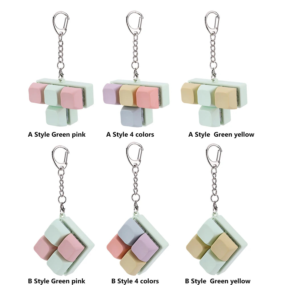 4 Key Mechanical Keyboard Bag Charm Keychain  Pendant Fidget Toy