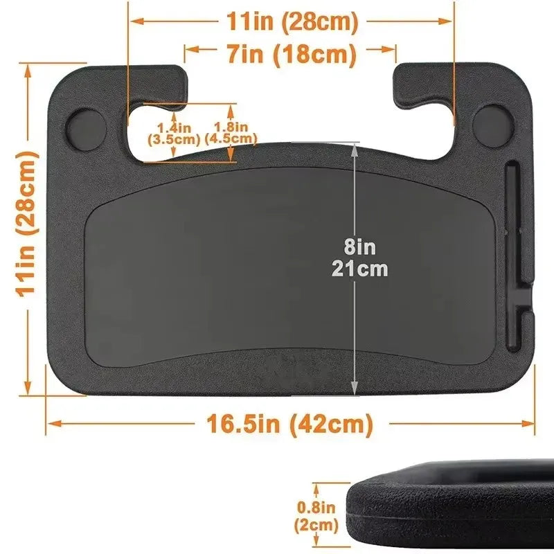Universal Steering Wheel Tray Table – Car Lunch Tray & Laptop Desk with Cup Holder for Work Trucks, Cars, SUVs, Construction Workers & Drivers