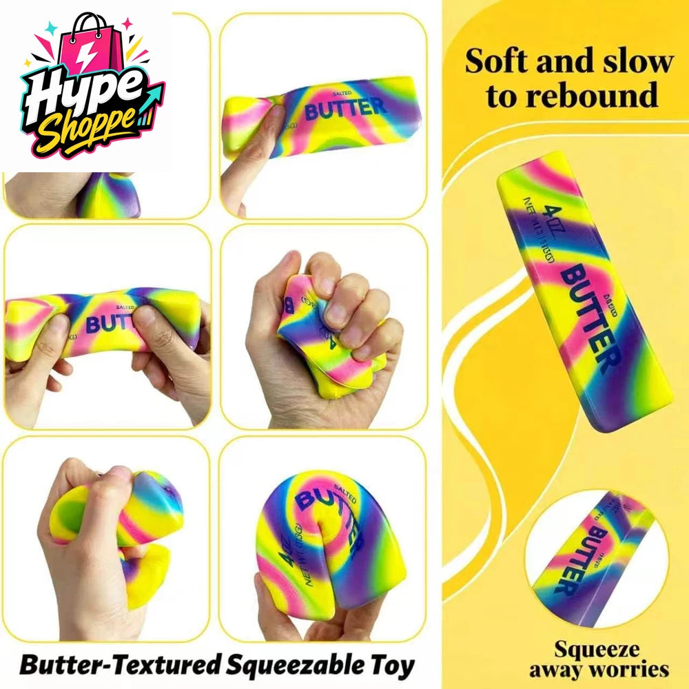 2 Pack Rainbow Swirl Butter Squishy Fidget Toy - Super Soft Slow Rising Stress Relief Squeeze Toy