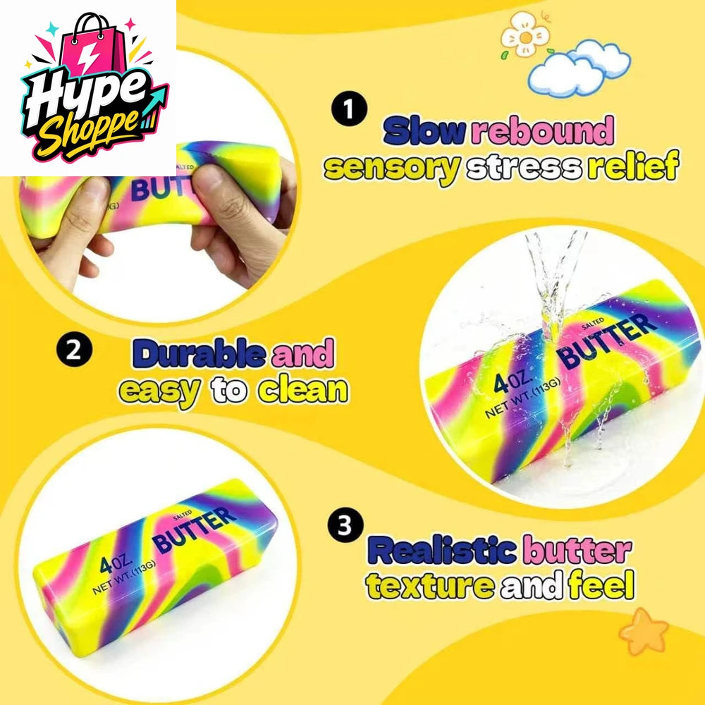 2 Pack Rainbow Swirl Butter Squishy Fidget Toy - Super Soft Slow Rising Stress Relief Squeeze Toy