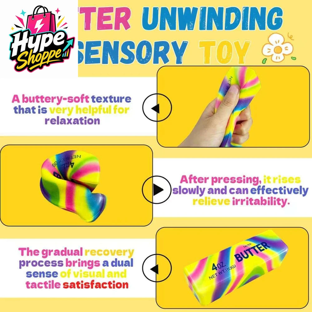 2 Pack Rainbow Swirl Butter Squishy Fidget Toy - Super Soft Slow Rising Stress Relief Squeeze Toy