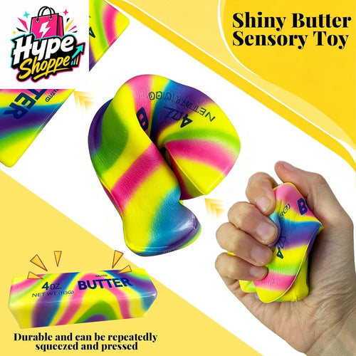 2 Pack Rainbow Swirl Butter Squishy Fidget Toy - Super Soft Slow Rising Stress Relief Squeeze Toy