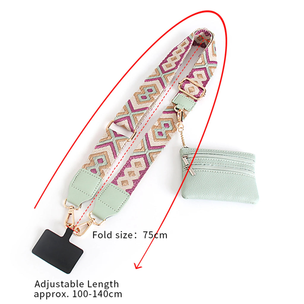 Hot Selling New Phone Lanyard with Zipper Pocket and Storage Bag Adjustable Wide Nylon Straps Can Replace Handbags and Wallets