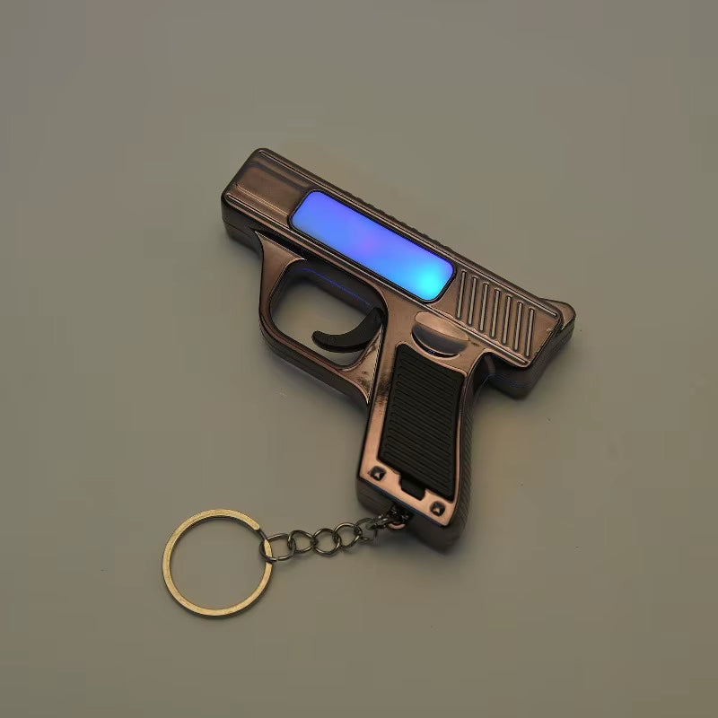 Pistol Shaped Keychain Light Mini Hand Press Power Generation LED Flashlight Portable COB Work Light Pocket Small Torch Pendant