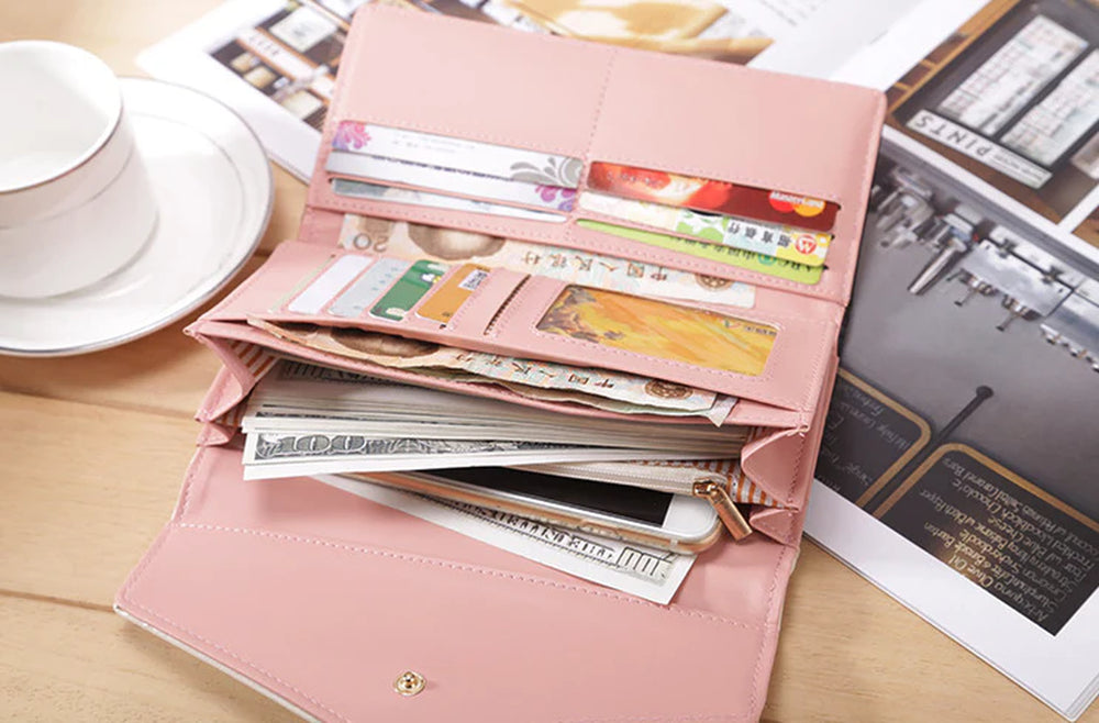 Women’s Leather Envelope Wallet – RFID-Blocking Long Wallet