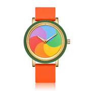 Orange PrismLoop rotating rainbow dial watch
