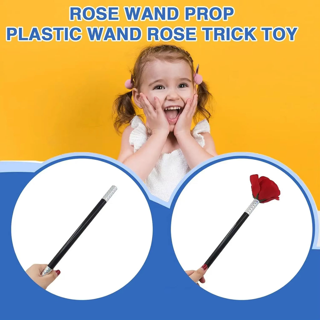 Magic Stick Rose Flower Trick Toy Appearing Flower Magic Prop Close up Stage Street Magic Illusion Gimmick Kids Birthday Gift