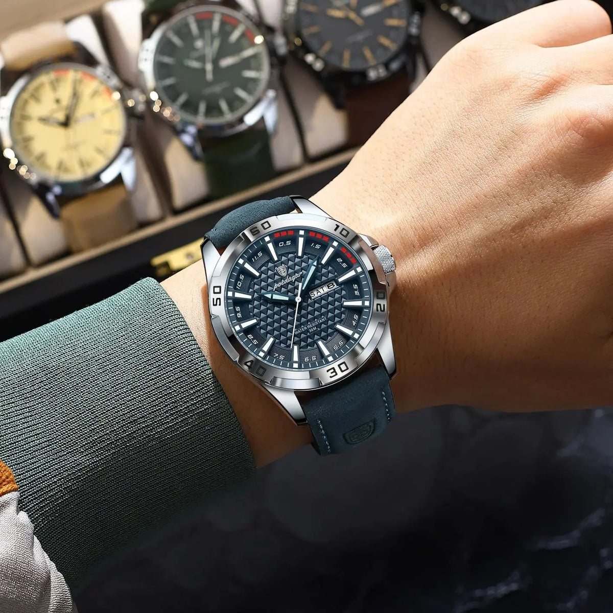 Original Men Watch Luxury Waterproof Luminous Date Week Watch for Man Quartz Leather Fashion Men'S Watches Reloj Hombre