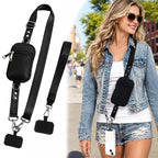 Phone lanyard with detachable zip pouch and wrist strap for everyday carry