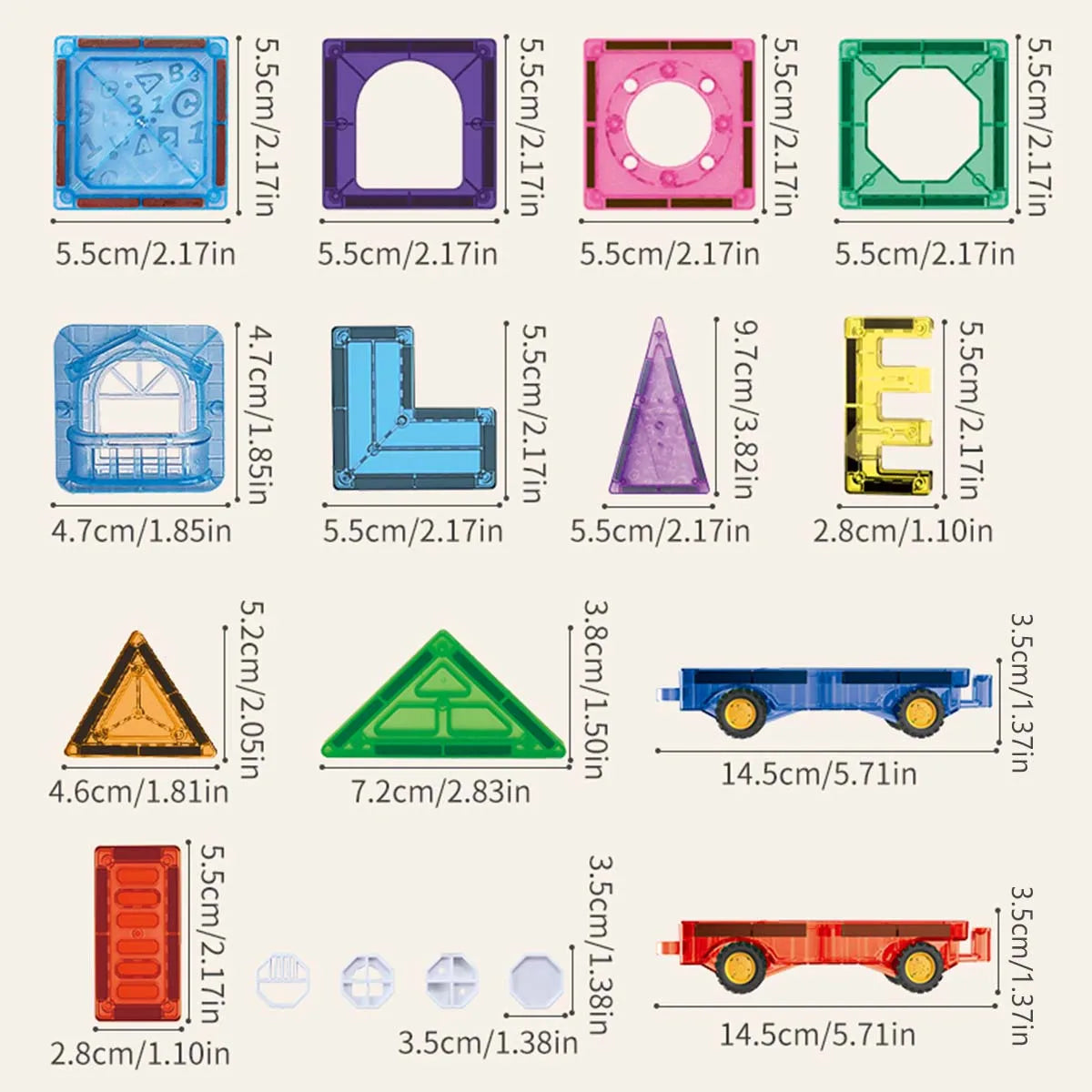 Magnetic Tiles for Kids STEM Toys Magnet Toys for Boys Girls Toddlers Magnetic Building Blocks Preschool