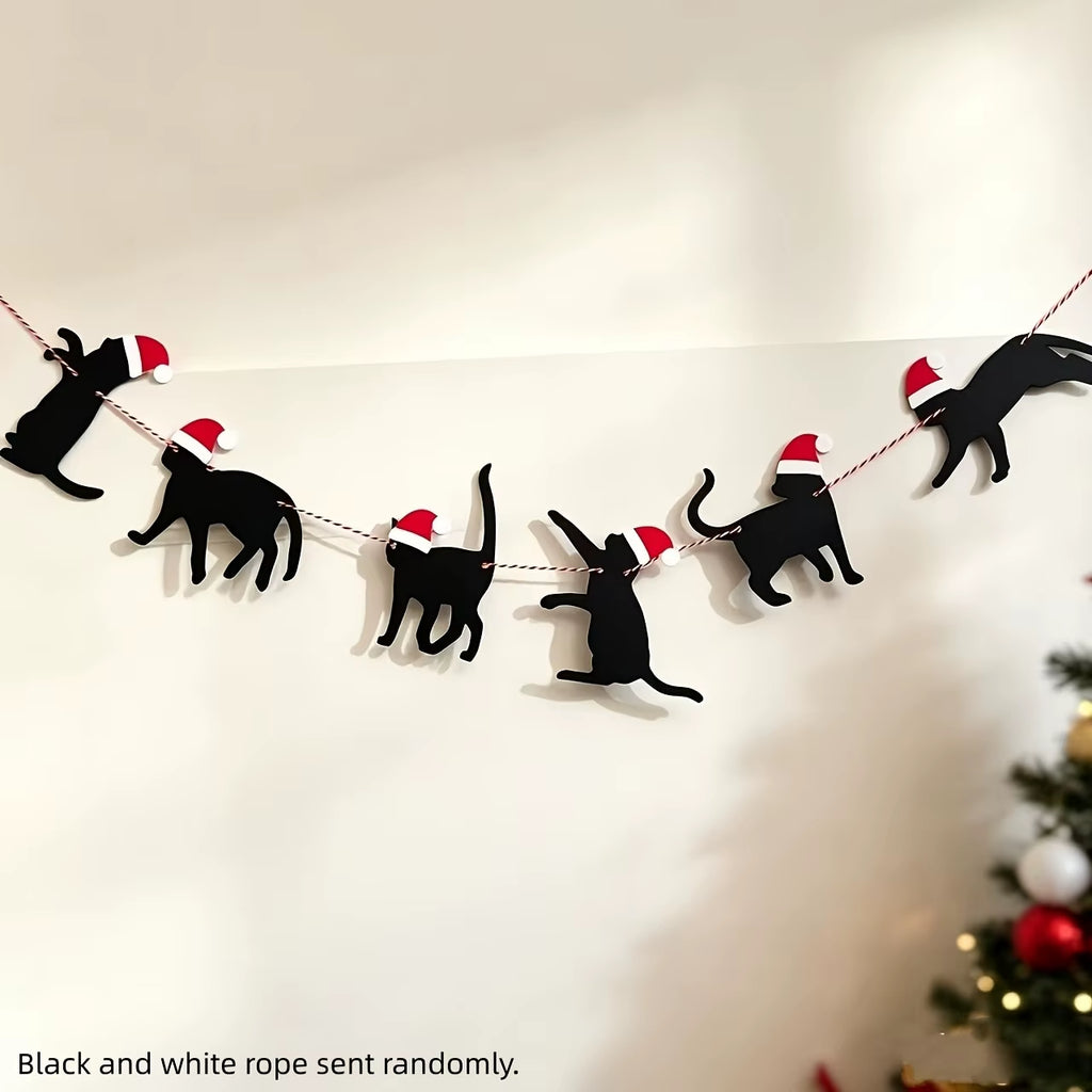 Santa Paws banner with randomly supplied black or white cord