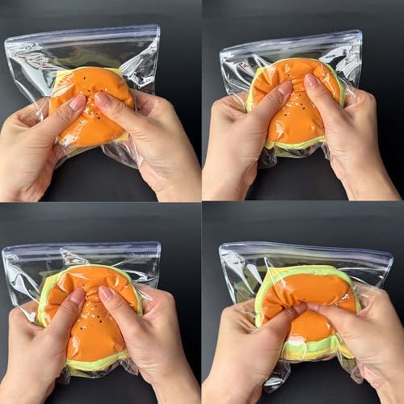 Super Squishy Hamburger Toy, Stress Relief Slow Rising Fidget Adult Realistic Food Replica with Sesame Seeds Handmade Soft Silicone Squeeze Toy Gift