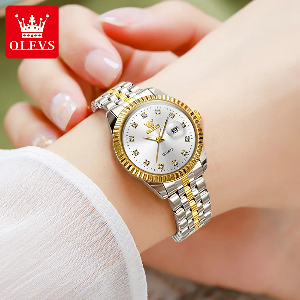 Classic Luxury Women'S Quartz Wristwatch Stainless Steel Waterproof Auto Date Diamond Scale Original Women'S Watches