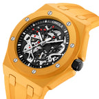 New Hollowed Out Fully Automatic Mechanical Watch for Men,  Fashion Multi-Color Silicone Tape Waterproof Watch