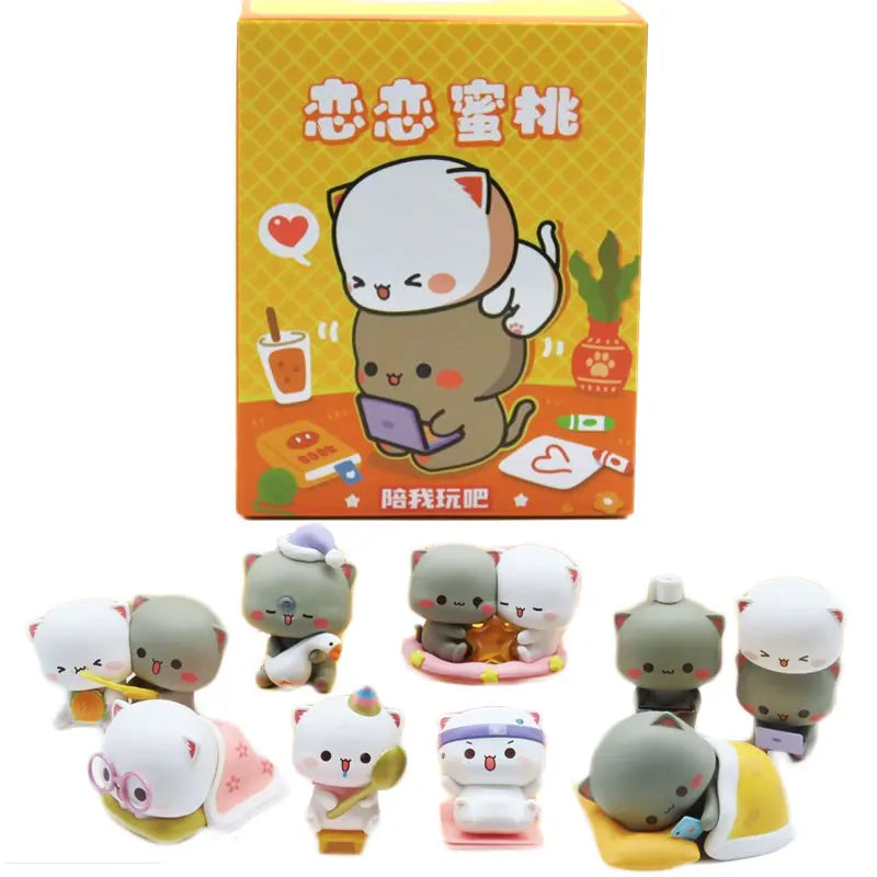 Mitao Cat 2/3/4 Season Lucky Cat Blind Box Cute Kawaii Honey Peach Cat Mystery Box Toys Anime Figure Doll Home Ornament