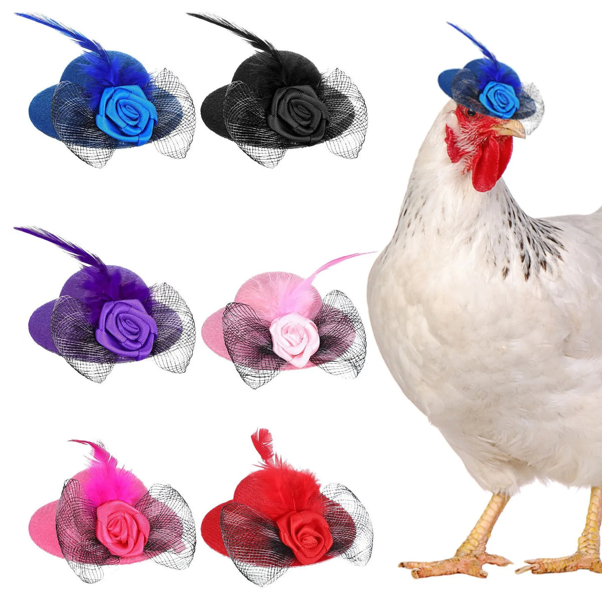 Chicken Hat for Hens Tiny Pets Funny Chicken Accessories Hen Top Hat for Rooster Duck Parrot Hamster Poultry Stylish Show Costum
