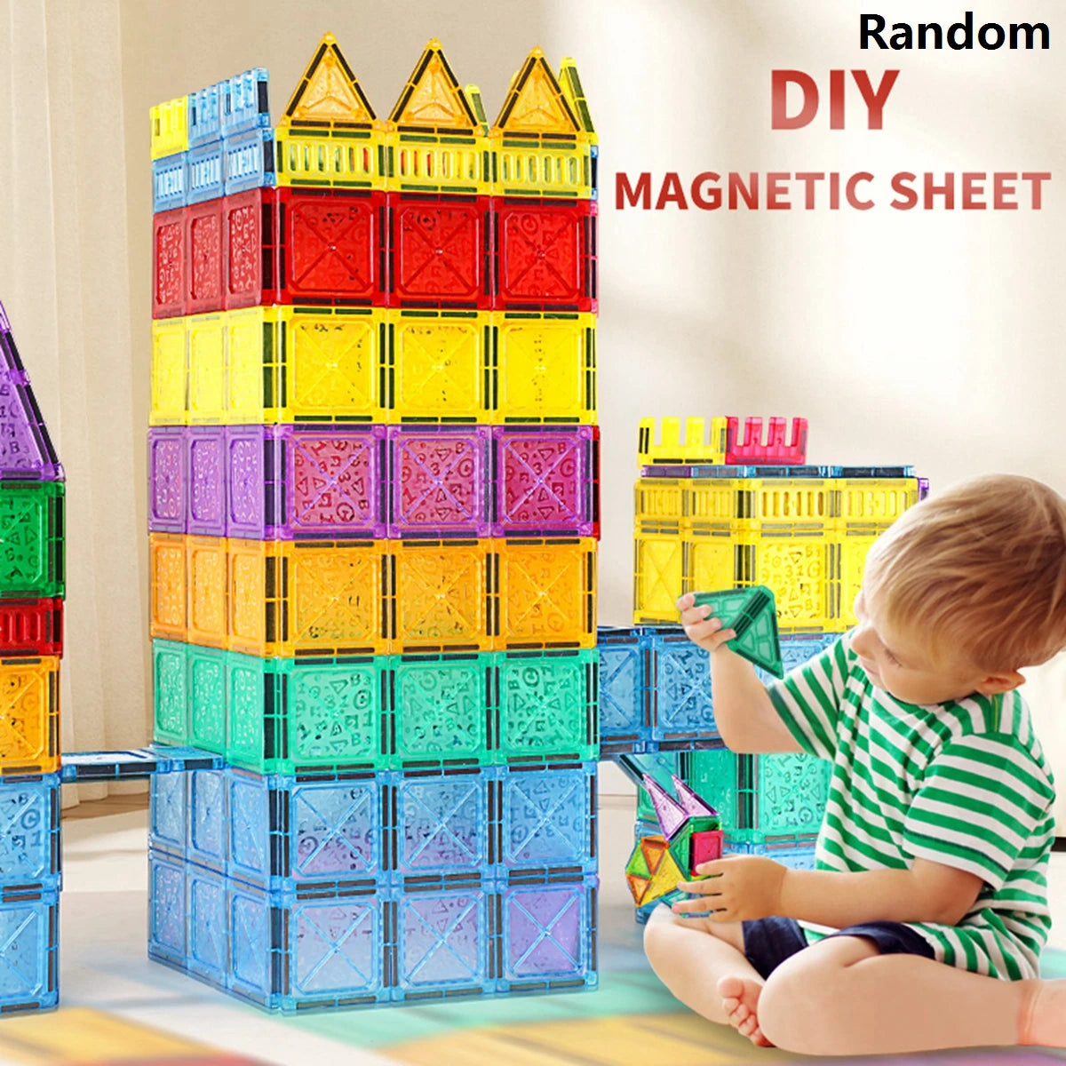 Magnetic Tiles for Kids STEM Toys Magnet Toys for Boys Girls Toddlers Magnetic Building Blocks Preschool