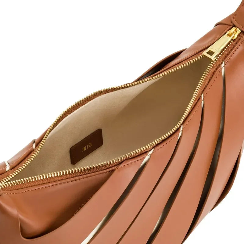 Women's Jana Hollow Out Shoulder Bag, Girl's Crescent Shoulder Bag – Trendy Hollow Out Hobo Purse, Adjustable Crossbody Bag, Curved Vegan Leather Handbag