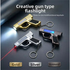 Pistol Shaped Keychain Light Mini Hand Press Power Generation LED Flashlight Portable COB Work Light Pocket Small Torch Pendant