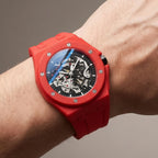 New Hollowed Out Fully Automatic Mechanical Watch for Men,  Fashion Multi-Color Silicone Tape Waterproof Watch