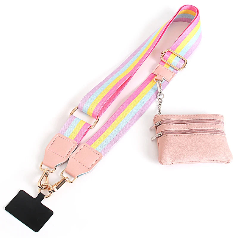 Hot Selling New Phone Lanyard with Zipper Pocket and Storage Bag Adjustable Wide Nylon Straps Can Replace Handbags and Wallets