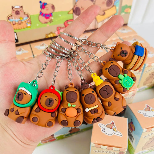 24 Pack of Adorable Capybara Bag Charm Keychain Mystery Blind Box