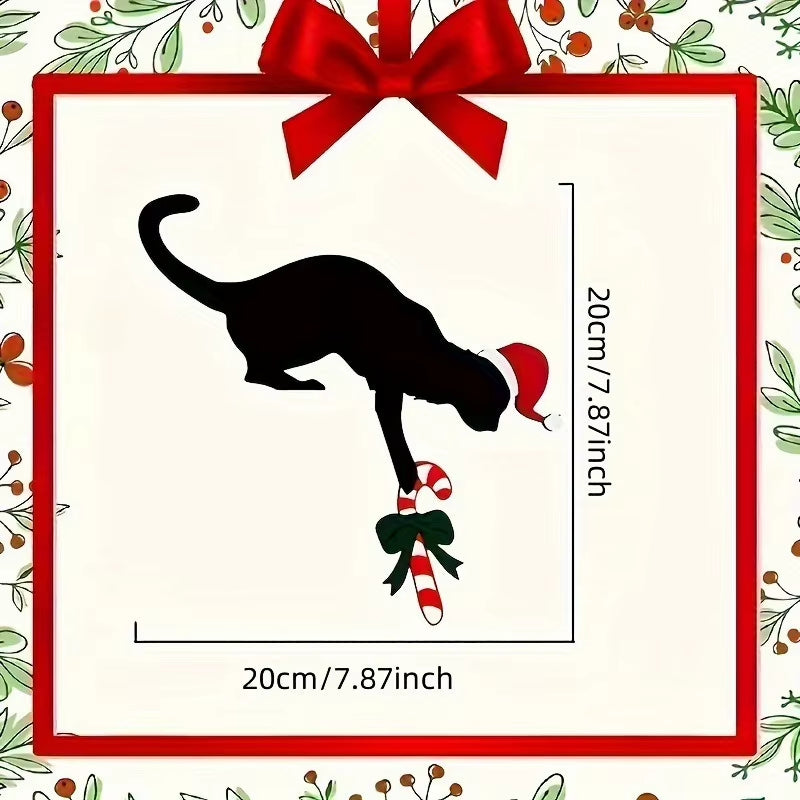 1PC Cat Shaped Door Corner Ornament Halloween Christmas Hanging Sign for Wall Frame Party Home Spooky Festive Decor
