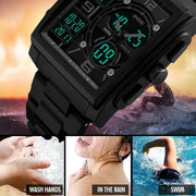 TriTrack X3 black military-style sport watch detail