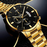 POEDAGAR Boardroom Men’s Calendar Quartz Watch – Stainless Steel Bracelet