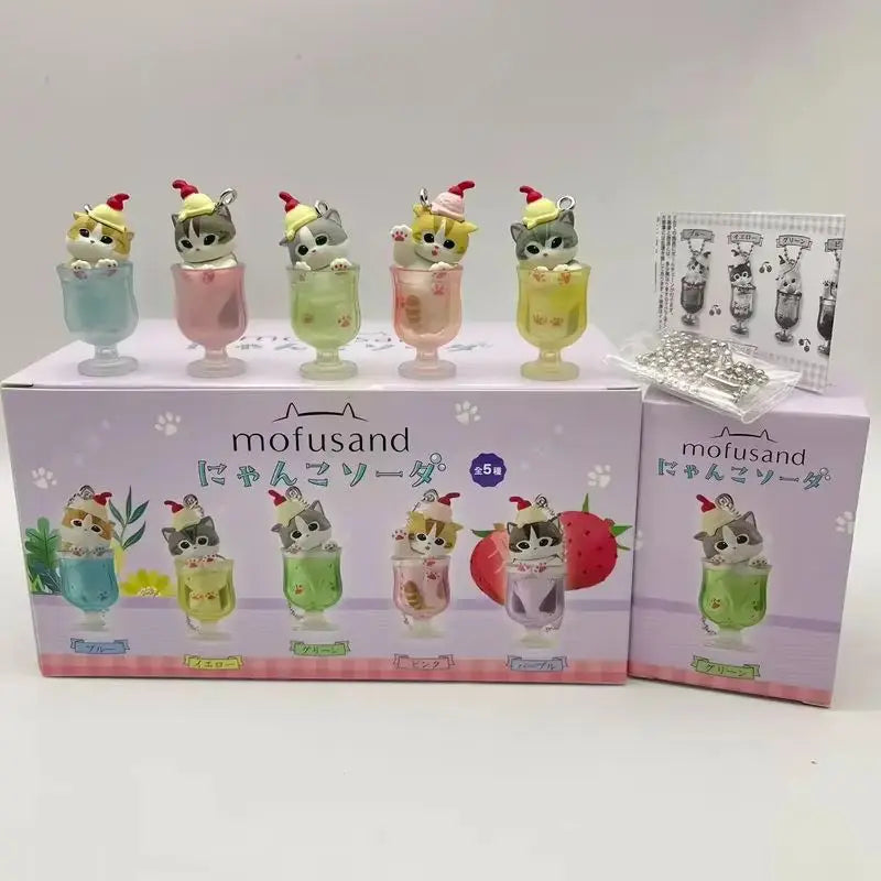 Mufosand Ice Cream Cat Blind Box 5Pc Kawaii Dessert Keychain Set Cute Collectible Kitty Figures 