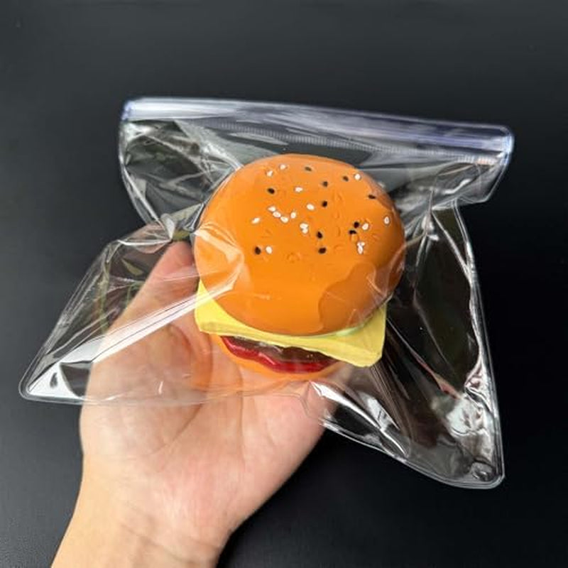 Super Squishy Hamburger Toy, Stress Relief Slow Rising Fidget Adult Realistic Food Replica with Sesame Seeds Handmade Soft Silicone Squeeze Toy Gift