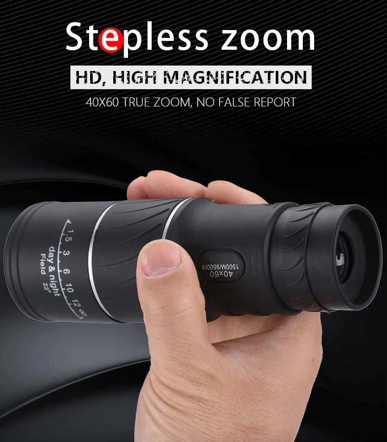 40X60 Night Vision Monocular with Night Vision BAK4 Prism High Power Waterproof