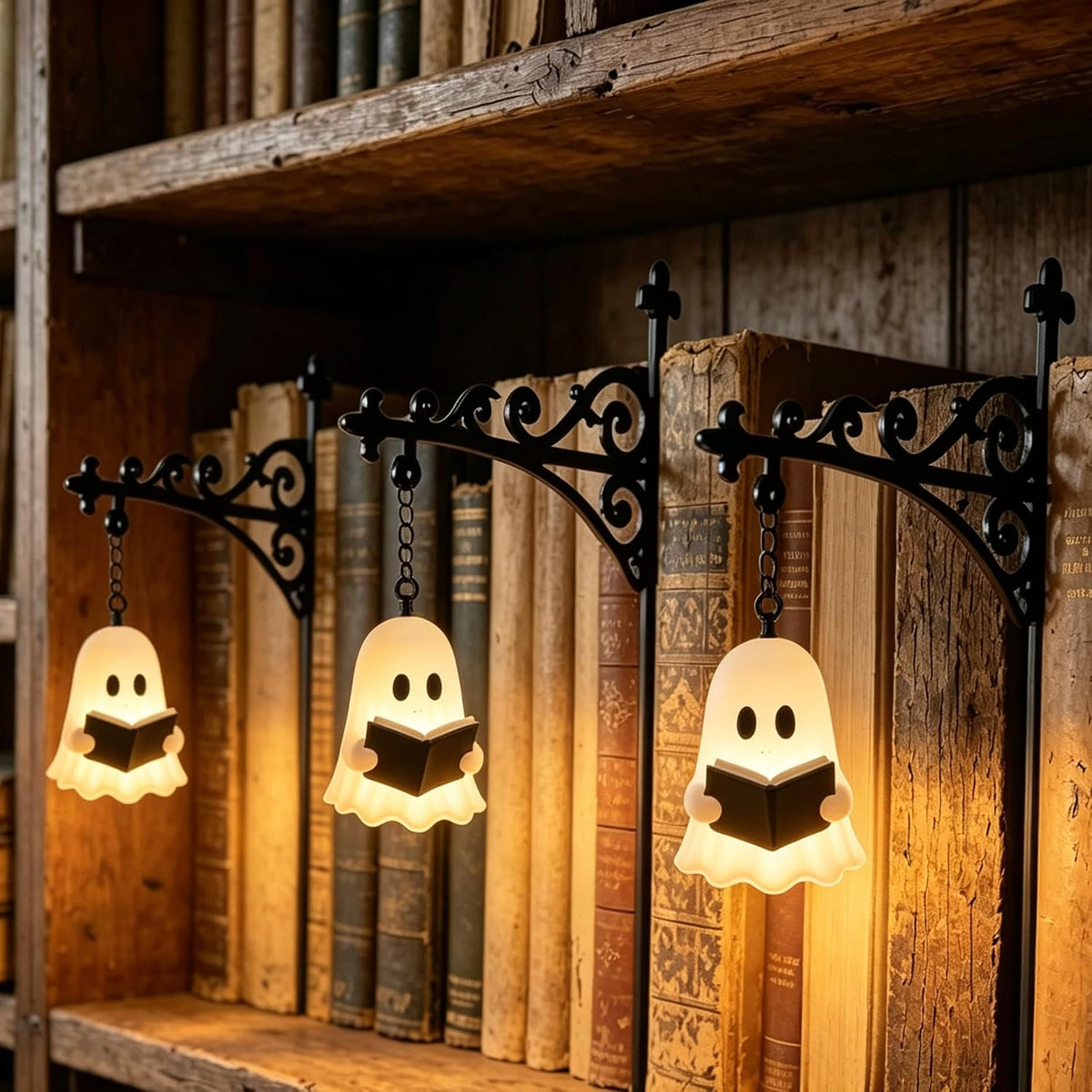 Spooky Ghost Bookshelf Lamp Library Lantern