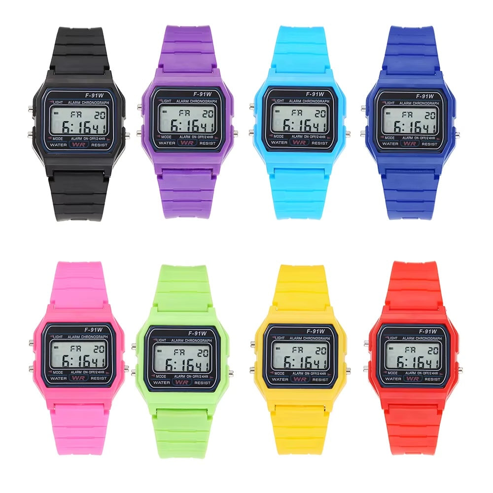 80’s Retro Digital Business Watch Colorful Vintage Style with Plastic Wristband