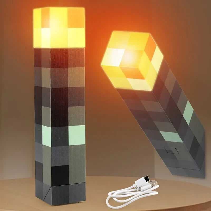 Pixel torch lamp with USB charging cable