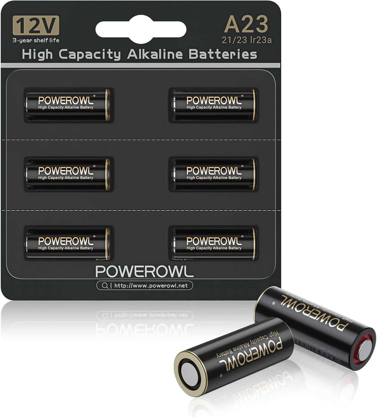 High Capacity A23 Batteries 6 Pack, Premium Alkaline 21/23 23A 12V Battery