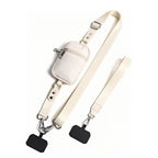 Beige crossbody phone strap with matching zip pouch and wrist strap