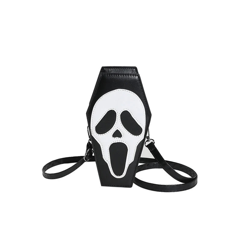 Skull Black coffin shoulder bag with strap