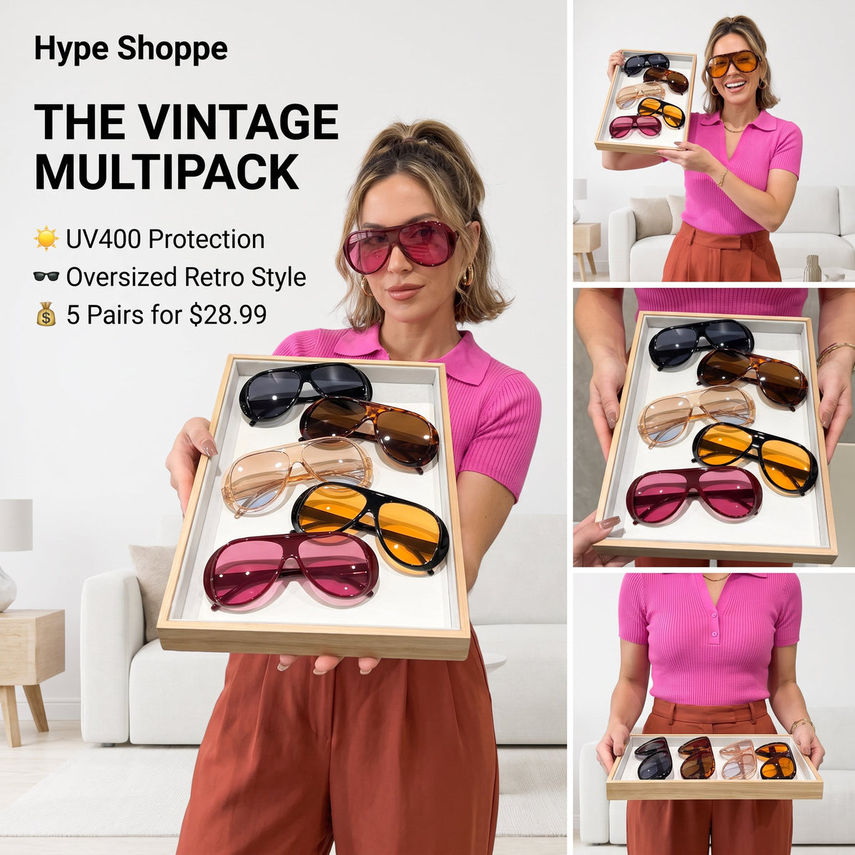5 Pack of Oversized Vintage Bug Eye Sun Glasses. Trendy Casual Leopard Pattern Sunglasses, Perfect for Beach Vacations, Driving and Night Out, Stylish Accessories for Every Occasion, Summer Trendy Retro Sunglasses