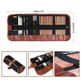 SketchLab 29 drawing kit with graphite pencils, charcoal pencils, blending tools and roll-up case