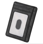 Clear ID window on the back of a black cardholder