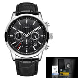 LIGE Meridian Men’s Chronograph Quartz Watch – Leather Strap & Date Display